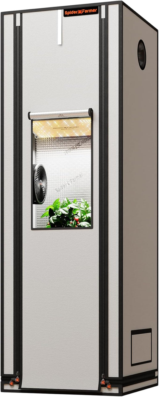Spider Farmer Pro Series 2x2x6 Grow Tent, 24"x24"x72" with Roll-up Door, Observation Window Floor Tray, 2000D Thicken Mylar Canvas, 2x2 for Hydroponic Indoor Growing for SF1000, SF1000, SE1500, G1500