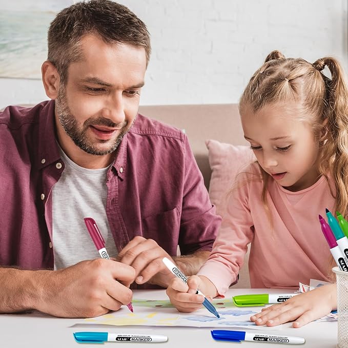 SFAIH 36 Colors Permanent Markers - Assorted Vibrant Colors, Quick Drying, Fade Resistant, Alcohol-Based Fine Point Permanent Markers for Paper, Plastic, Wood, Coloring, Drawing Doodling, Waterproof