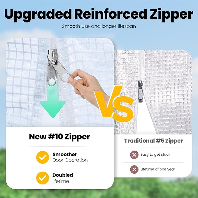 KING BIRD Premium 20x10x6.6FT Greenhouse for Outdoors, Large Walk-in Heavy Duty Galvanized Steel Frame, Mesh Door Screen Window Upgraded Zipper Tunnel Hoop for Garden Plant Winter, White