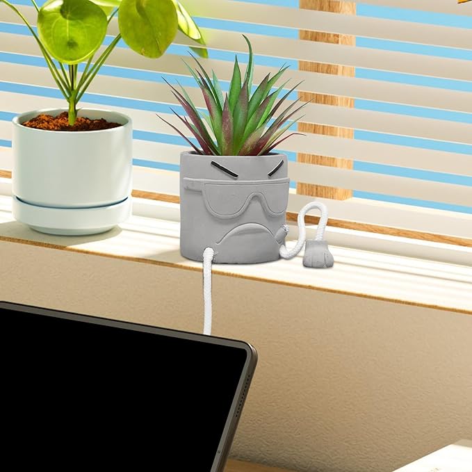 Zerzsy Artificialplant Succulents in Cement Pots with Hanging Leg, Mini Fake Plants Kitchen Shelves Decor, Bathroom Shelf Small Plants Decor, Faux Succulents for Office Wall Shelf Decorations