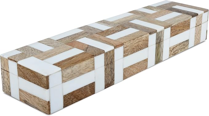 Handicrafts Home Decorative Storage Box, Keepsake Holder & Gift Box or Decorative Accent, Home decor, Jewelry Organizer, Made with Wood & Resin Inlay, Handmade Marquet Chase Collection- 10X2.5X1.5 In