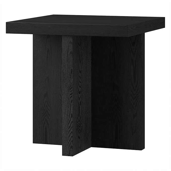 Henn&Hart 22" Wide Square Side Table in Natural Black, for Home, Living Room, Bedroom, Entertainment Room, Office