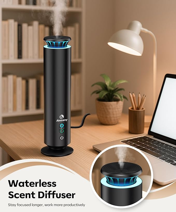 Waterless Scent Diffuser Kit, Scent Diffuser with 7 Lights and Breathing Lights Modes, Max coverage 2000 sq.ft.Home, Offices, Hotels and Spas Aromatherapy Diffuser Included 5 Scent Oils Remote Control