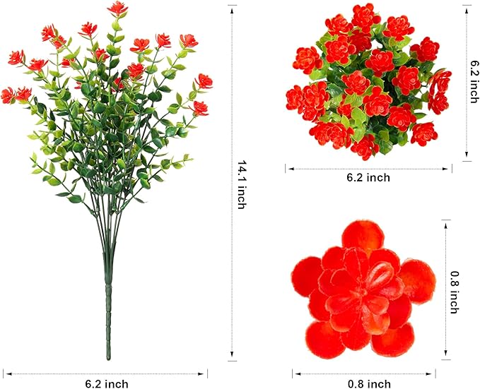 Ivydale Artificial Fall Mums Faux Flowers Plants for Outdoor Outside, 12 Bundles Fake Autumn Orange Daisy Flower Plastic Greenery Realistic UV Resistant for Front Porch Patio Balcony Garden Yard Decor