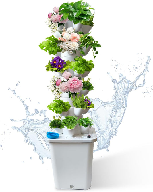 30 Plants Hydroponic Tower, Hydroponics Growing System Tower, Hydroponics Tower with Timer Automatic Watering, Vertical Hydroponic Tower, Planter Germination Kit for Herbs Vegetables Fruits