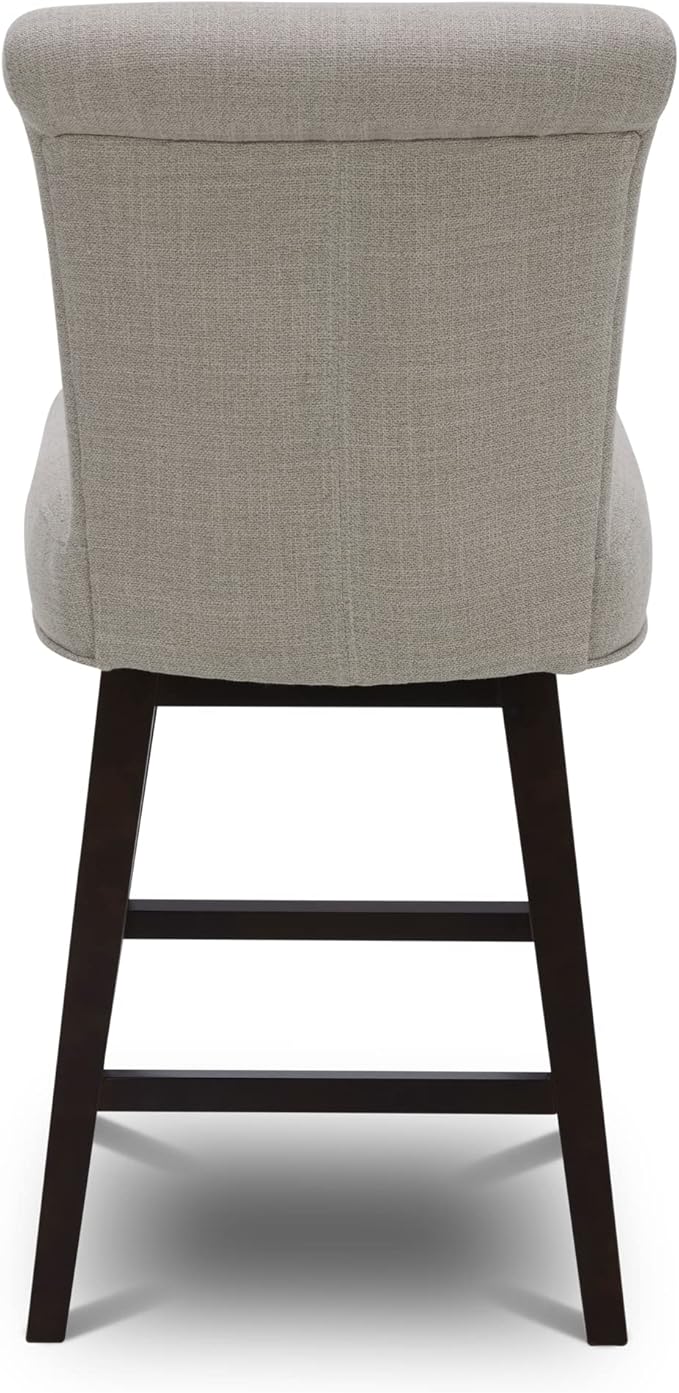 CHITA 26 Inch Counter Height Swivel Bar Stools, FSC Certified Modern Fabric Swivel Barstool Chair with Back, Flax Beige
