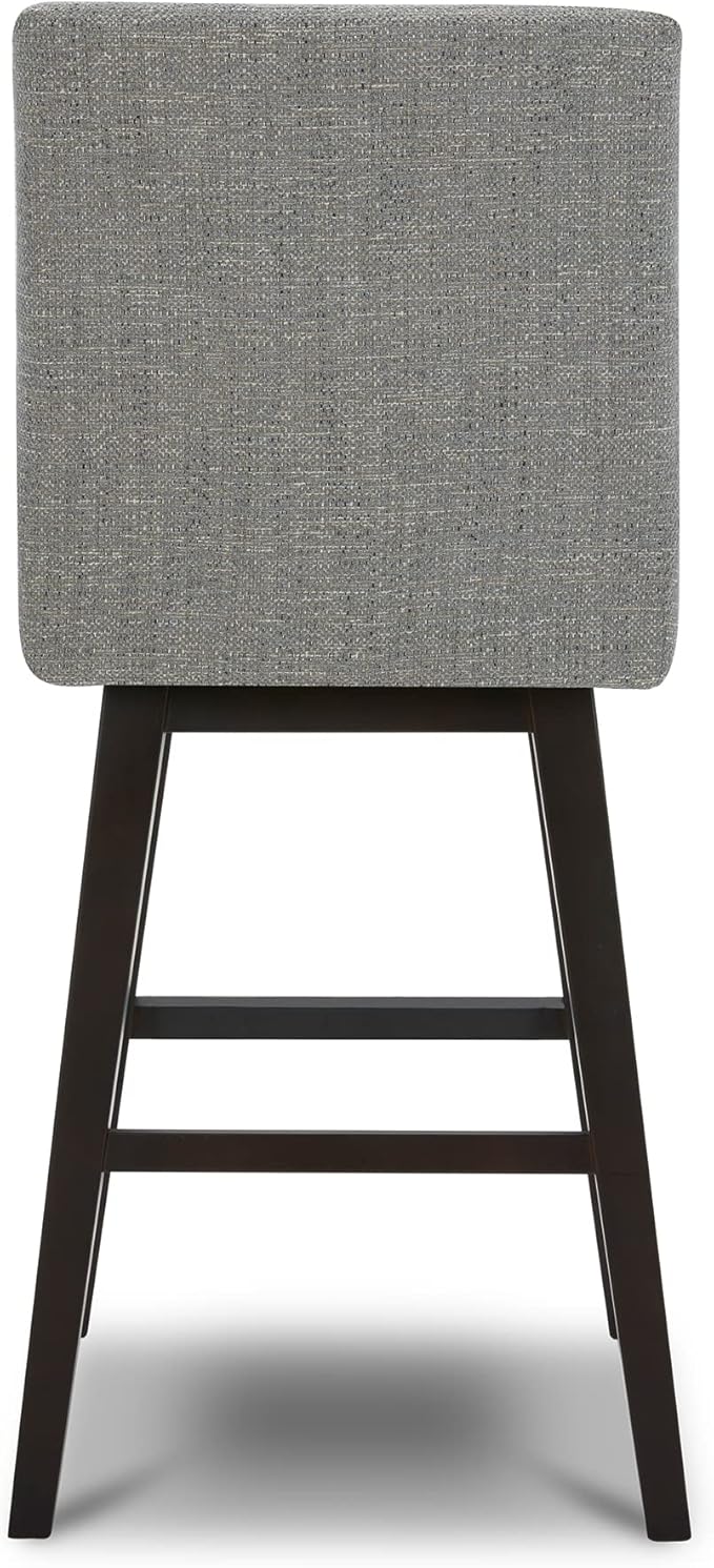 CHITA Bar Height Swivel Barstool with Back Set of 2, FSC Certified Upholstered Bar Stool, 30.7" H Seat Height, Fabric in Fog