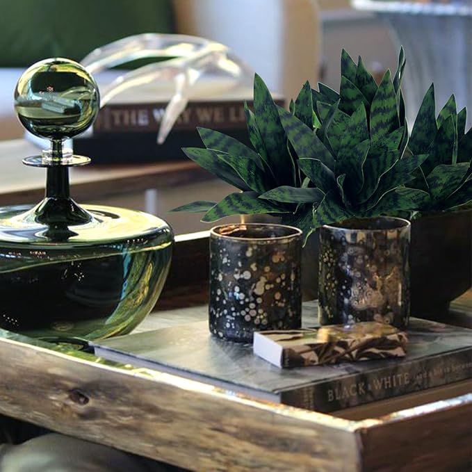 summer flower 9inch 10pcs Fake Snake Plants Leaves Set Artificial Small Sansevieria Leaves Faux Snake Plant Stems for Home Office Indoor Room Decor Desk DIY Outdoor Front Porch DIY Decorations