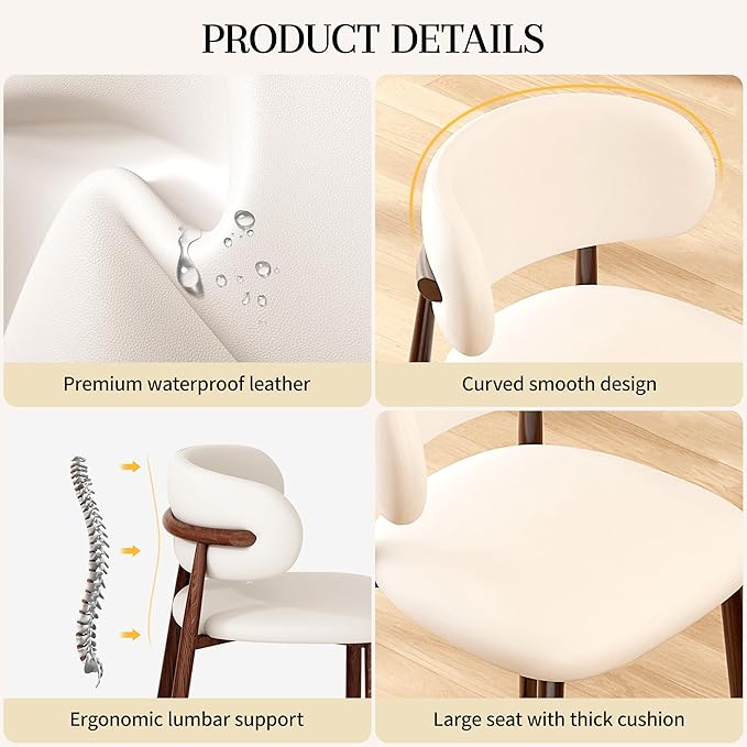 Bar Stools Set of 4 Counter Height Barstool Metal Kitchen Counter Height Bar Stool Island Chairs 26 Inch, Walnut/Cream White