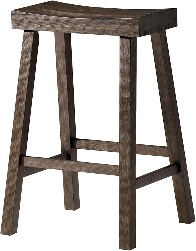 Maven Lane Kitchen Bar Stool, Modern Farmhouse Wood Counter Barstool, Kitchen Island Counterstool, Counter Height Bar Stools For Kitchen, Wide Seat Backless Bar Stools, Vincent 26 Inch, Antiqued Brown