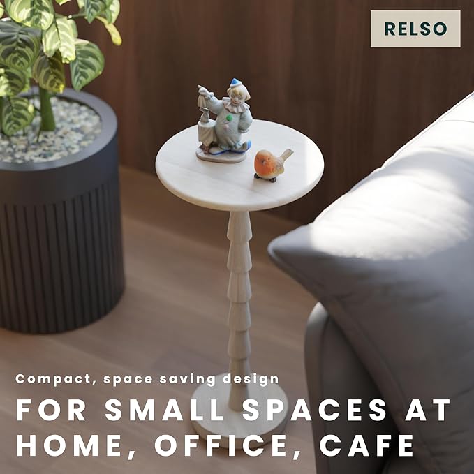 Relso Sakala Solid Mango Wood Drink Table - 24 Inches High, Stylish Side Table, Modern End Table for Living Room, Bedroom Night Stand, Small Folding Coffee Table, Indoor Plant Stand