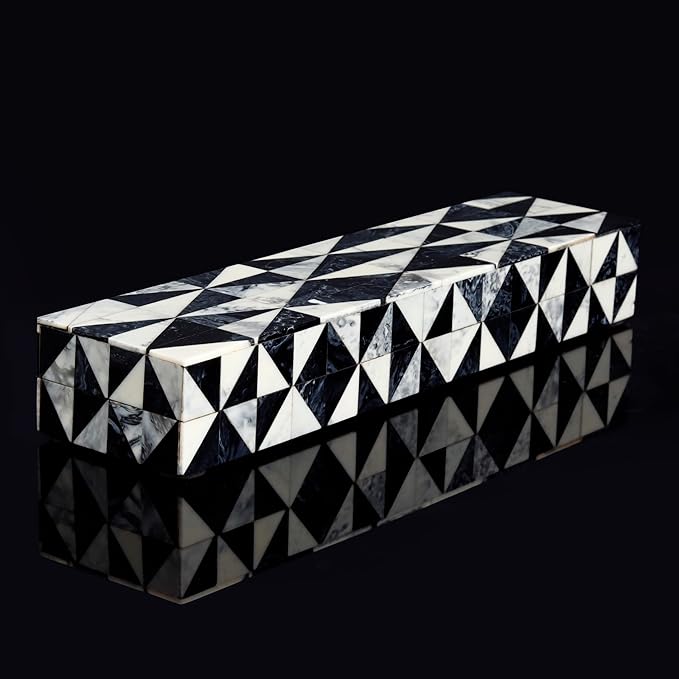 Handicrafts Home Handmade Harlequin Collection Decorative Jewelry Box Organizer – Keepsakes, Trinkets, and Home Decor – Antique Coffee Table Storage, Memory Box, Farmhouse Style Decor, 10x2.5x1.5