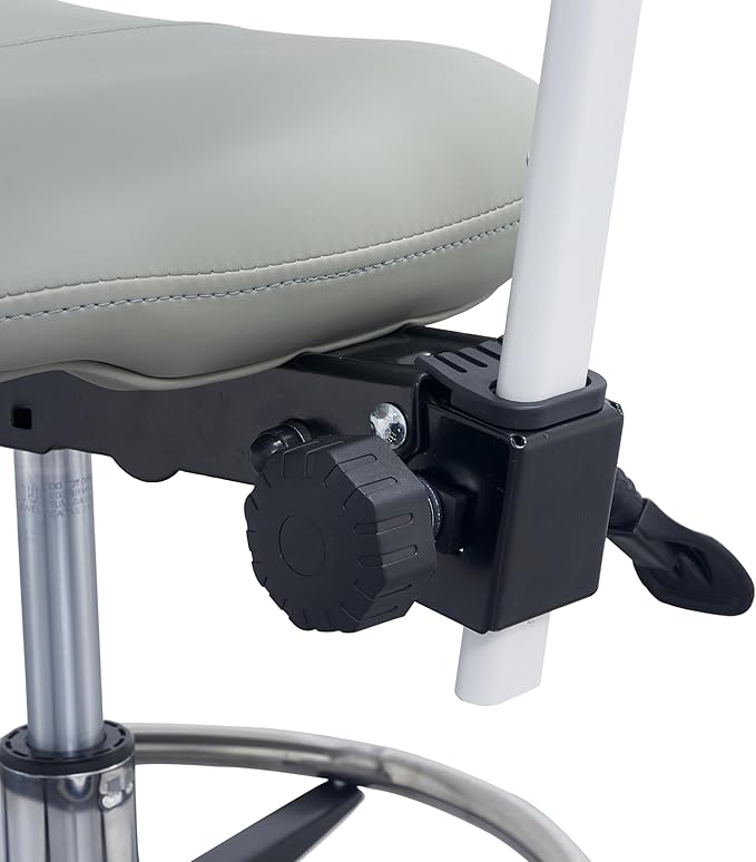 Saddle Stool Chair with Backrest and Foot Ring, Ergonomic Rolling Esthetician Seat for Salon, Tattoo Shop, Spa, Facial lash Home, Dentist Clinic, Esthetician Chair, Grey