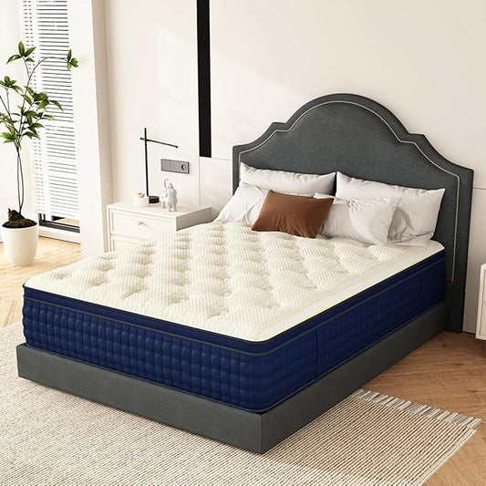 10 Inch Queen Size Hybrid Mattress | Gel-Infused Memory Foam Medium Firm | 7-Zone Pocket Springs for Maximum Pressure Relief, Motion Isolation & Edge Support | CertiPUR-US & OEKO-TEX Certified