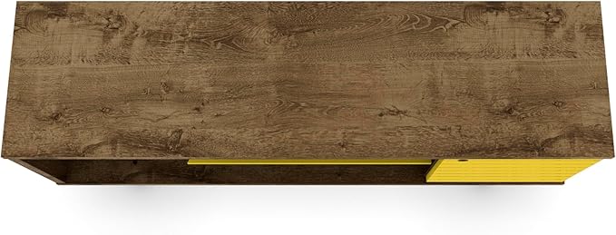 Manhattan Comfort Liberty Mid Century Modern TV Stand for Televisions up to 50 Inches, Bedroom and Living Room Entertainment Center with Storage, Shelves, and Cabinet, 53" Wide, Rustic Brown/Yellow