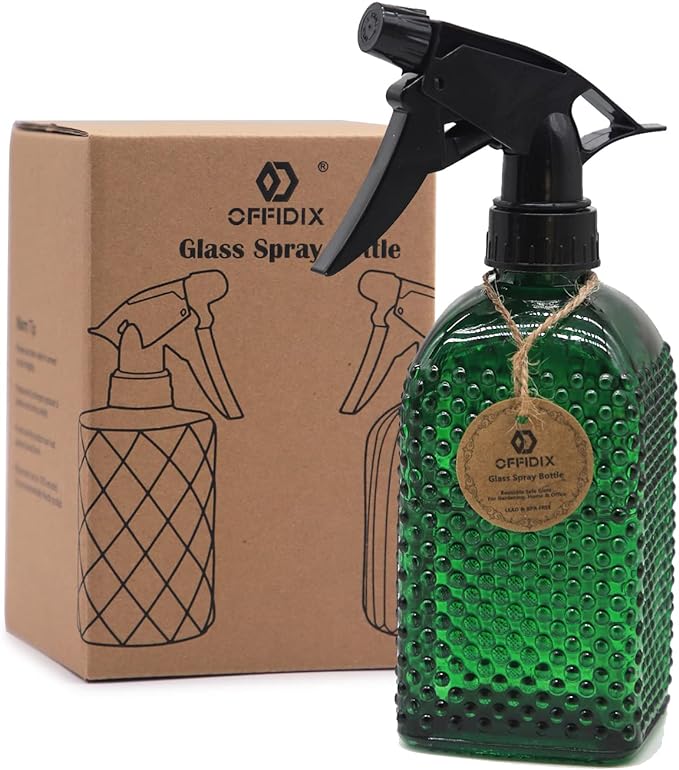 OFFIDIX Fine Mist Plant Mister,Handheld Pressure Glass Spray Bottles,Watering Can with Adjustable Nozzle for Outdoor Indoor Gardening and Cleaning Work (Green)