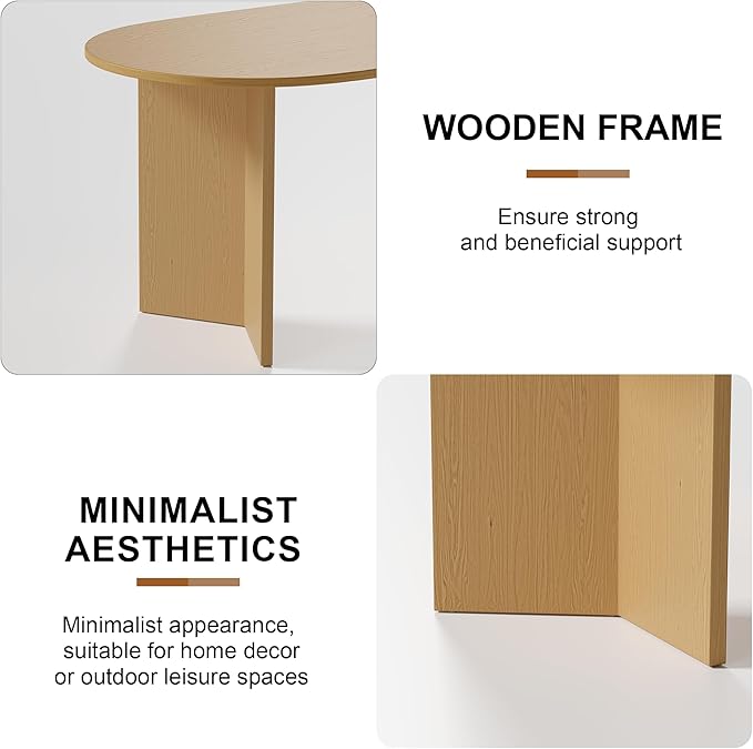 Casaphoria 67" Dining Table for 6, Wood Kitchen Table with Scratch-Resistant Top & V-Shaped Base, Modern Farmhouse Oval Dining Table for Living Room, Kitchen, Easy Assembly, Oak