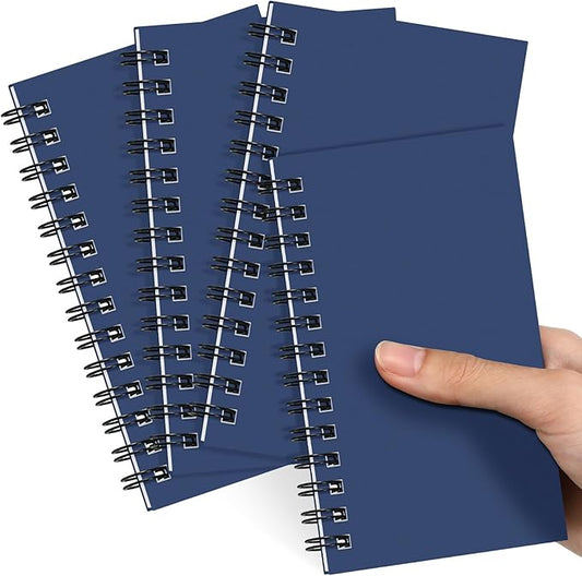 Jutom 4 Pcs Small Spiral Notebooks Memo Pads 3x5 Bulk Small Pocket Notebooks Mini Notepads with Lined Pages Mini Journals for Office Back to School Work Writing Supplies, 120 Pages (Dark Blue)