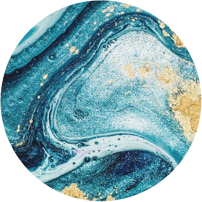 Ocean Gold Blue Marble Coasters Set of 6 Coasters for Drinks Absorbent Double-Sided Leather PVC Coaster for Tabletop Protection Coffee Table Decor Ideal for Home Decor House Warming Gifts