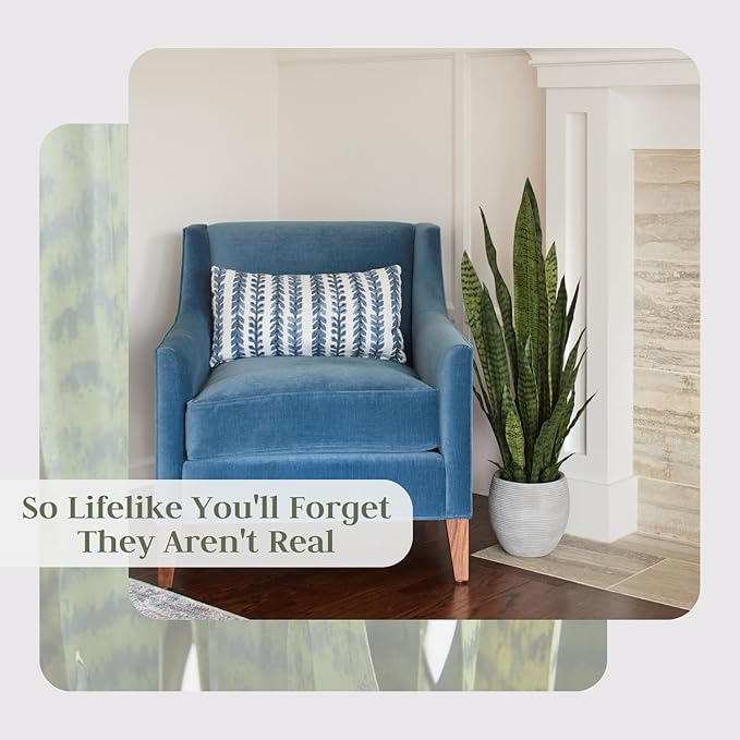 Faux Snake Plant, Premium Artificial Indoor Plant Stands 40” Tall and Enhances Interior Design, Lifelike-Leaves Create Realistic Natural Appearance, Grey Planter Pot Included