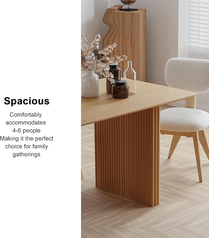 Casaphoria 67" Rectangular Dining Table, Modern Kitchen Table for 4-6, Farmhouse Style Large Table, Easy Assembly for Living Room, Kitchen, Bar, Natural Wood