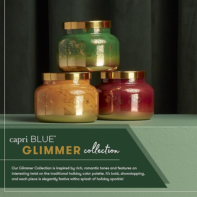 Capri Blue Glimmer Jar Candles - Luxury Holiday Scented Candles for Home - Long Lasting Soy Wax Blend - Scented Holiday & Home Decor - Pumpkin Dulce Inverted Jar (10 oz)