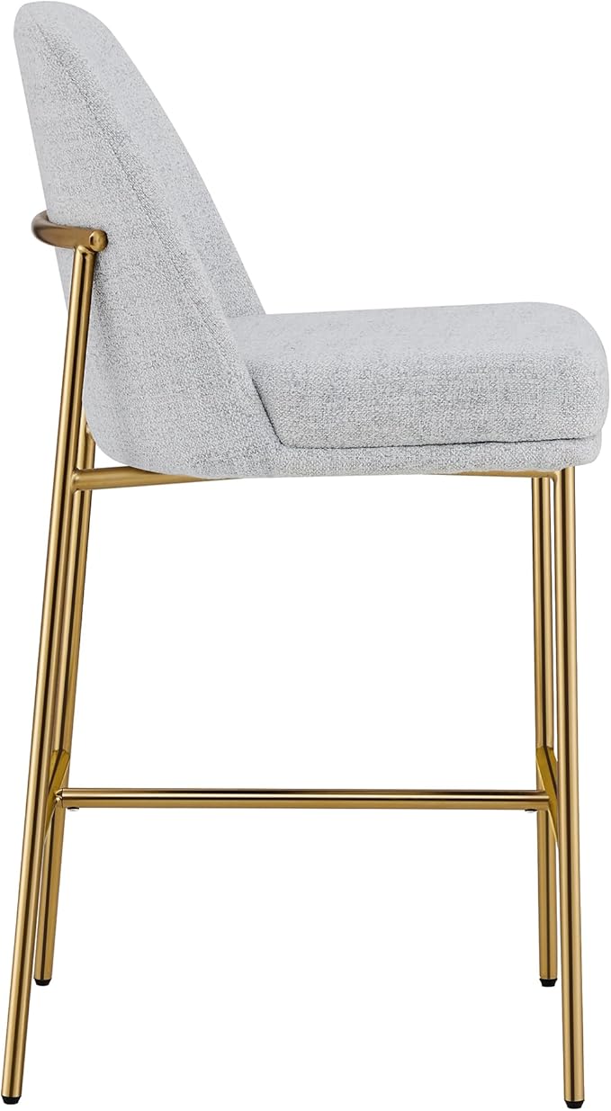 CHITA Counter Height Bar Stools Set of 2, FSC Certified Metal Barstools for Kitchen Island, 27" H Seat Height, Fabric, Light Grey (Multi-Colored)