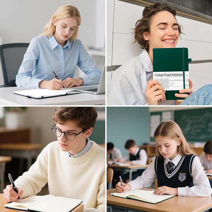 A5 Lined Journal Notebooks for Work, 192 Pages, Medium 5.7 x 8.3inch, College Ruled, Vegan Leather Hardcover Journals for Women Men,1 Pack