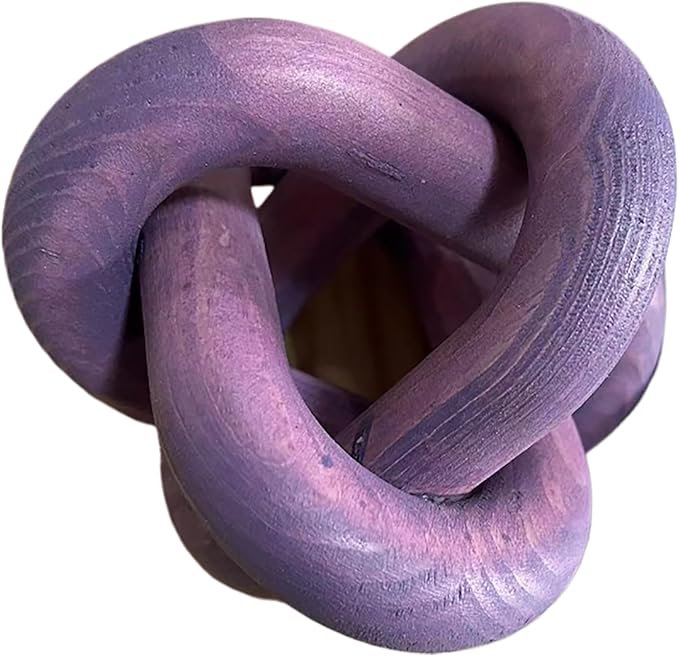 Wood Knot Decor -Coffee Table Decor Shelf Decor Table Books Hand Carved Home Decoration Boho Country Rustic Modern Shabby Chic Style Decor 3 Link Wooden Knot Chain Link Decor (Purple)
