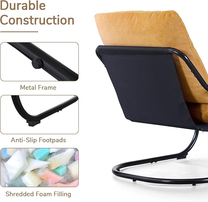 Peace nest Comfy Accent Chair Modern Living Room Bedroom Armchair with Mental Frame Comfortable Shredded Foam Cushion for Balcony Lounge Reading Meeting Room Yellow