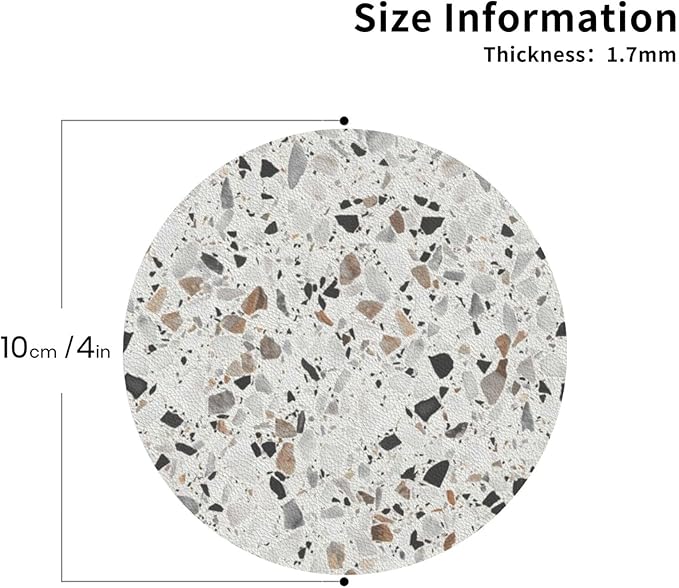 Terrazzo Coasters Set of 6 Coasters for Drinks Absorbent Double-Sided Leather PVC Coaster for Tabletop Protection Coffee Table Decor Ideal for Home Decor House Warming Gifts