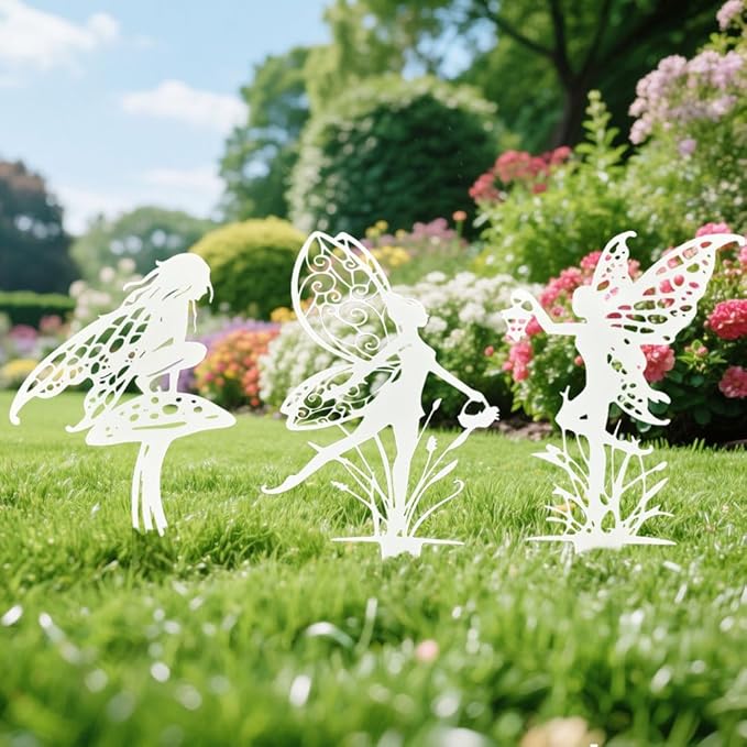Garden Decoration Fairy Metal Flower Fairy 3-Piece Set Suitable for Yard, Flower Pot, Lawn, Flower Bed Decoration Gifts