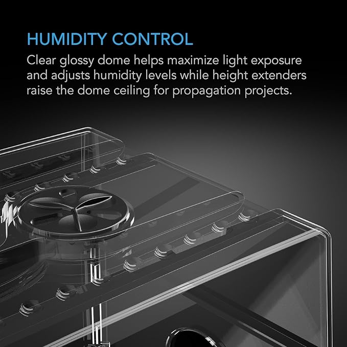 AC Infinity Humidity Dome, Heavy-Duty Germination Kit with 3 mm Thick Dome, Sturdy Drip Tray, 5x8 Cell Seedling Tray, and Vented Height Extension Panels, for Seed Starting, Propagation, Cloning Plants