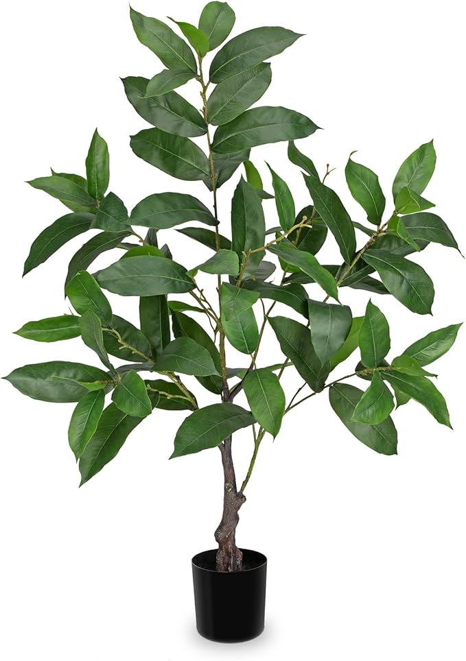 Briful Fake Plants 36.6'' Tall Artificial Plants Indoor Decor, Faux Bay Laurel Trees in Black Pot, Floor Plant Houseplant for Home Farmhouse Outdoor Patio Porch Decorations