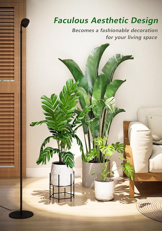 Standing Grow Light with Timer 4/8/12H, 20W Full Spectrum Vertical Grow Lights for Indoor Plant Growing, Wide Coverage, 5.24FT to 6.88FT Height Adjustable, Ideal for Large Tall Plants