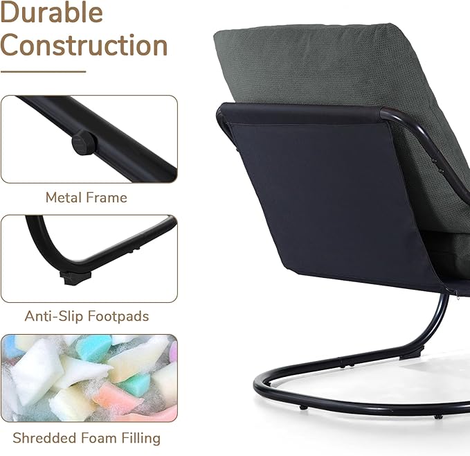 Peace nest Comfy Accent Chair Modern Living Room Bedroom Armchair with Mental Frame Comfortable Shredded Foam Cushion for Balcony Lounge Reading Meeting Room Dark Grey