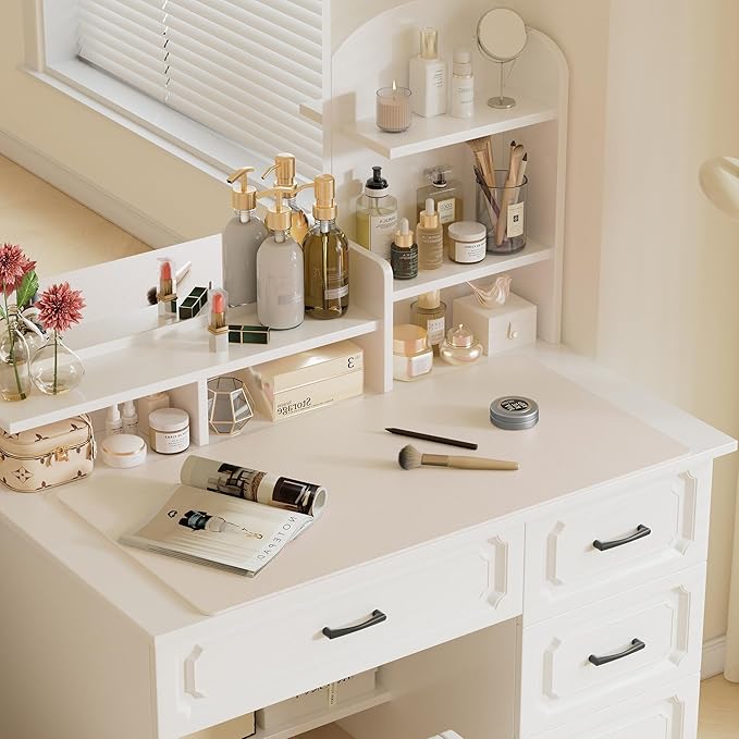 Aothia Faux Leather Desk Mat – Large Mouse Pad, Non-Slip PU Leather Blotter, Waterproof Writing Surface for Office and Home (Eggshell, 47.2" x 23.6")