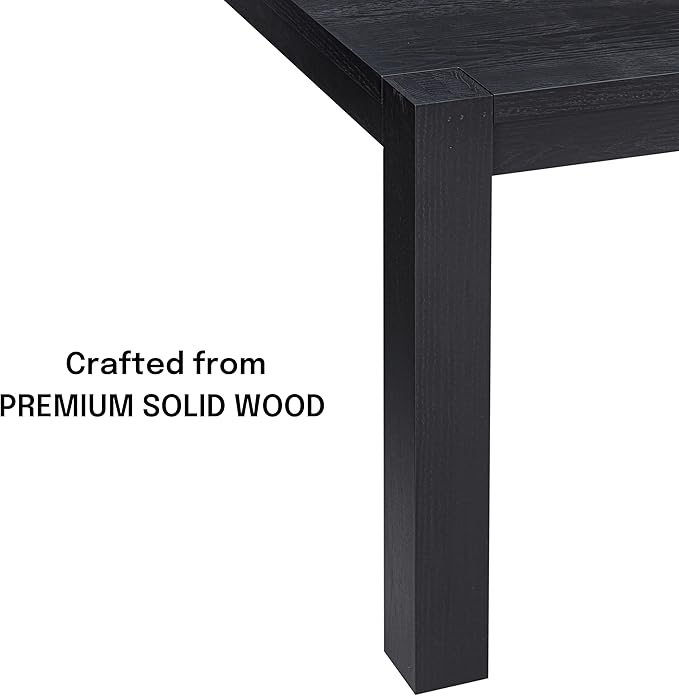 NTC Block 71 Inch Modern Farmhouse Dining Table, Rectangular Dinner Table for Dining Room, Living Room Furniture, Effortless Assembly, Burnt Black