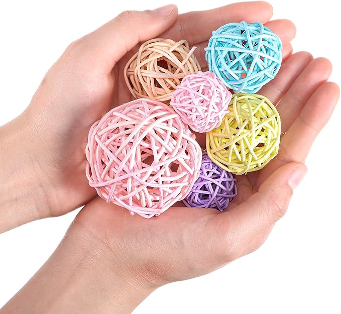 Patelai 36 Pcs Wicker Rattan Balls Decorative Balls for Vase Centerpiece Bowls Orbs Filler for Home Decor,4 Sizes