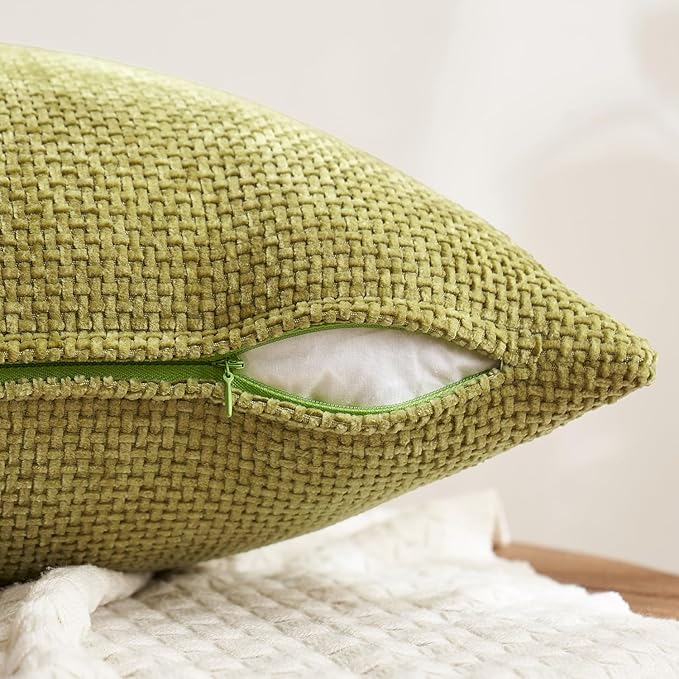 MIULEE Pack of 4 Burnt Orange Couch Throw Pillow Covers 16x16 Inch Yellow Green Soft Decorative Chenille Pillows Farmhouse Accent Cushions for Boho Home Decor Spring Sofa Bedroom Living Room