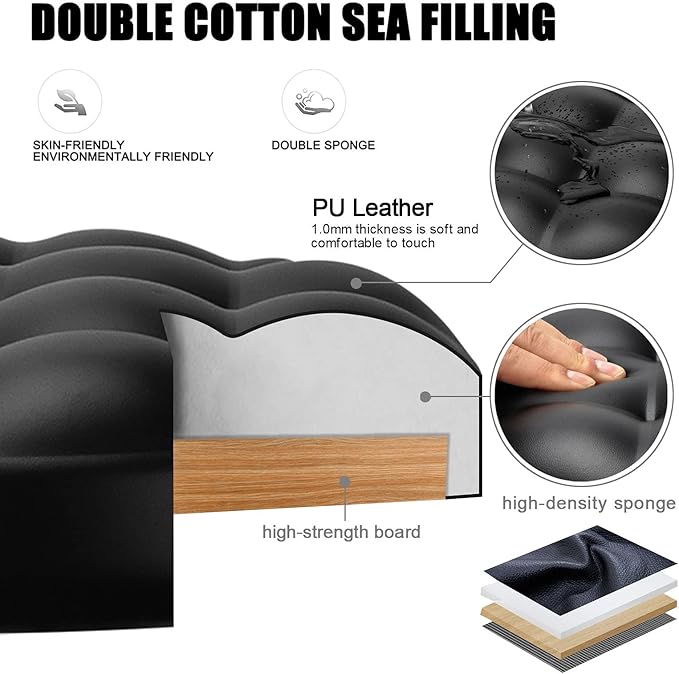 QiCheng&LYS Thick Padded Leather Shop Stool - Height Adjustable Counter & Desk Stool - Black Bread