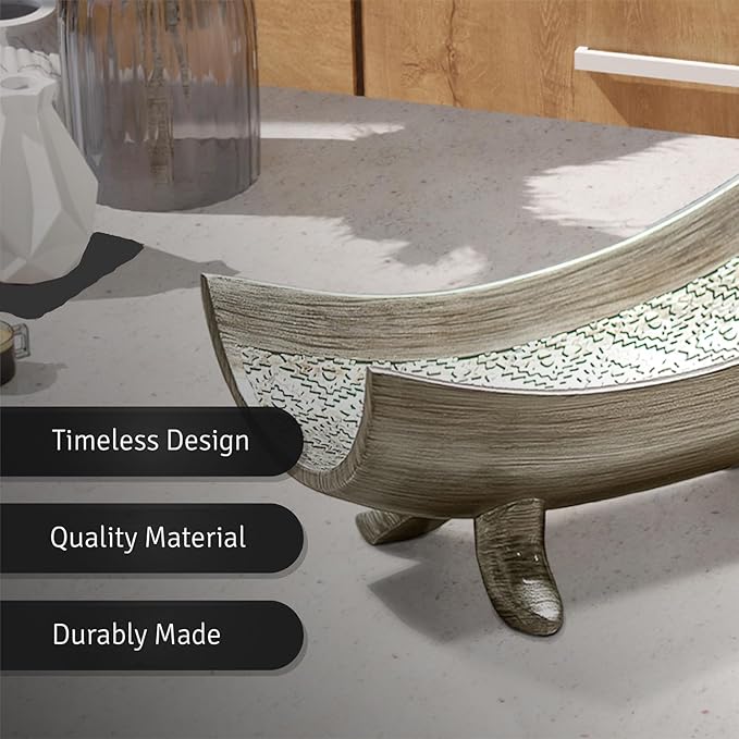 Creative Scents Dublin Silver Centerpiece Bowl With 3 Matching Orbs – Coffee Table Decor with Sphere Balls for Living Room Dining Room Table - Decorations for Home Decor - Mantle House Decor