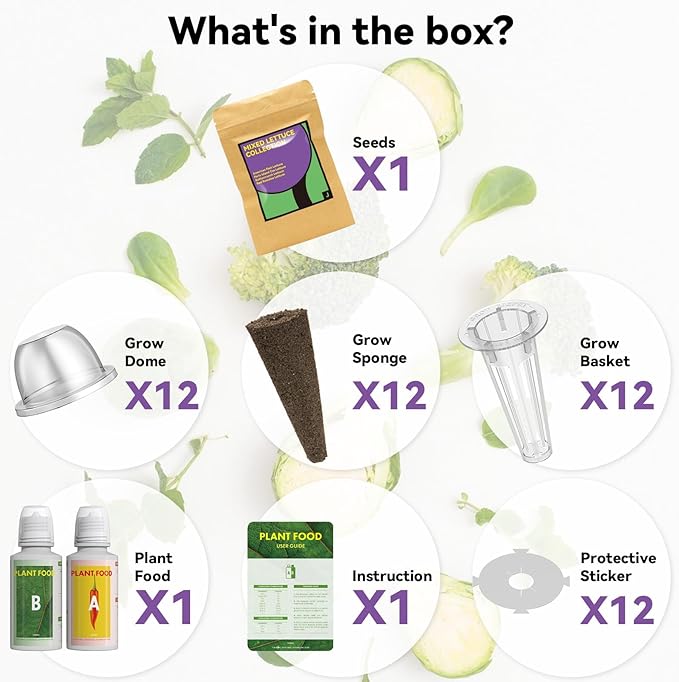 inbloom Salad Seed Pod Kit Compatible with AeroGarden, Ahopegarden, iDoo, MUFGA Hydroponics Growing System, 400+ Mixed Seeds with American Fast/Paris Island/Buttercrunch/Romaine Lettuce (12-Pod)