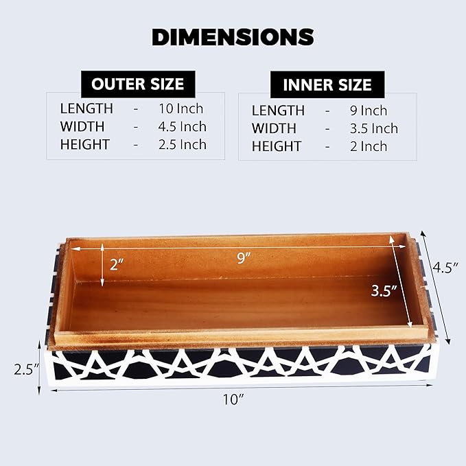 Handicrafts Home Handmade Zellij Collection Decorative Jewelry Box Organizer – Keepsakes, Trinkets, and Home Decor – Antique Coffee Table Storage, Memory Box, Farmhouse Style Decor, 10x4.5x2.5
