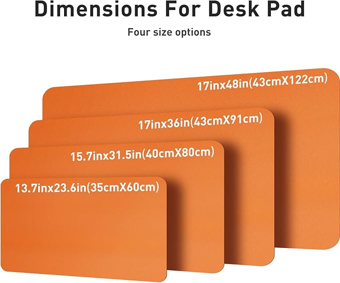 Aothia Leather Desk Pad Protector, Office Desk Mat, Large Mouse Pad, Non-Slip PU Leather Desk Blotter, Laptop Desk Pad, Waterproof Desk Writing Pad for Office and Home (48"x17", Hermes Orange)