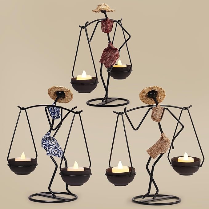 Notart Art Gallery | Creative African Tribal Lady Candle Holders, Tribal Lady Candle Holder Centerpieces, Iron Candlestick Holders for Home, Bar,Dining Table Decor, Personalizable Style Shelf Décor