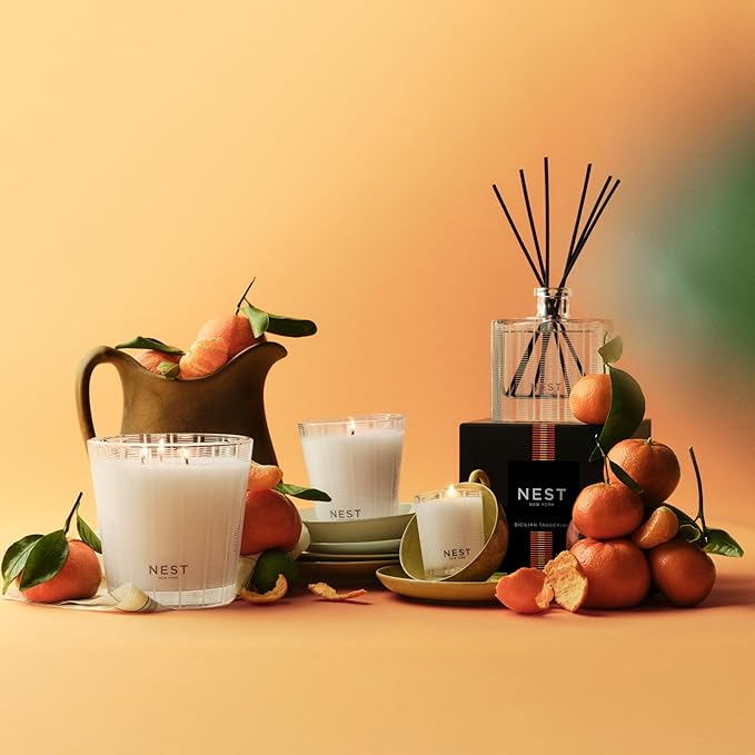NEST New York Scented 3-Wick Candle, Sicilian Tangerine - 21.2 oz - Up to 100-Hour Burn Time - Reusable Glass Vessel