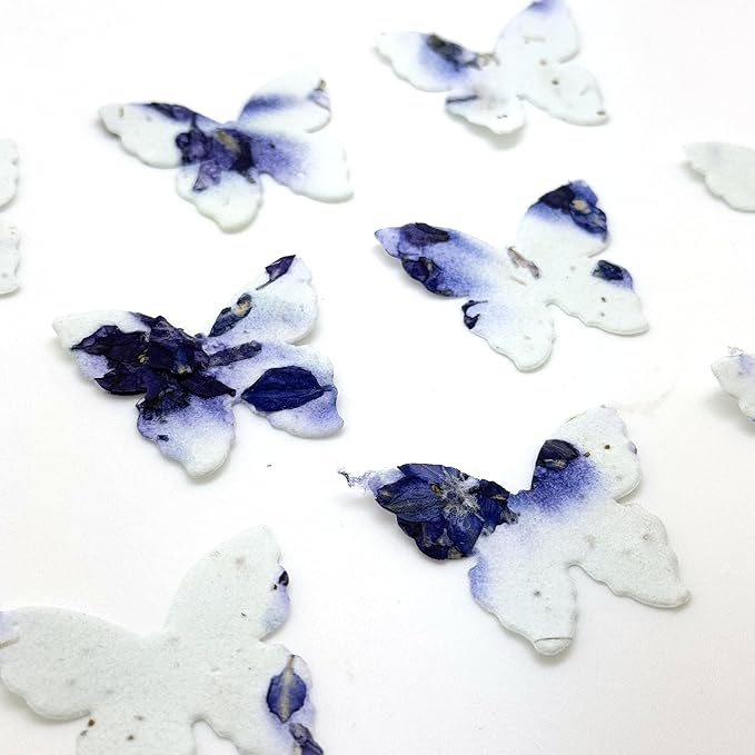 50 pcs Small Seed Paper – Purple Plantable Wildflower Butterflies for Bridal Shower, Wedding Gift, Birthday, Mother's Day & Other Milestone Celebrations