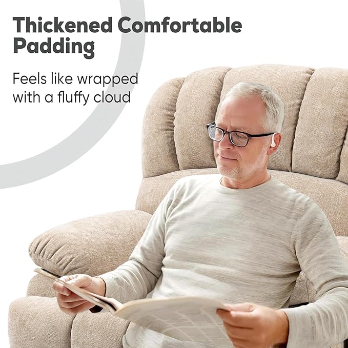 Power Lift Chair with Massage Lumbar Heating, Large Recliner Chair for Adult, 23" Wide Seat Big and Tall Recliner Sofa with Remote Control, Standing Assistance, Cup Holders, Beige