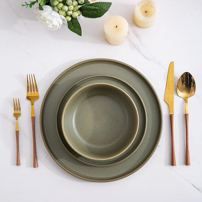 AmorArc Stoneware Dinner Plates Set of 6, 10.5 Inch Reactive Matte Glaze Ceramic Plates Set, Modern Dinnerware Dish set for Kitchen, Microwave, Dishwasher Safe